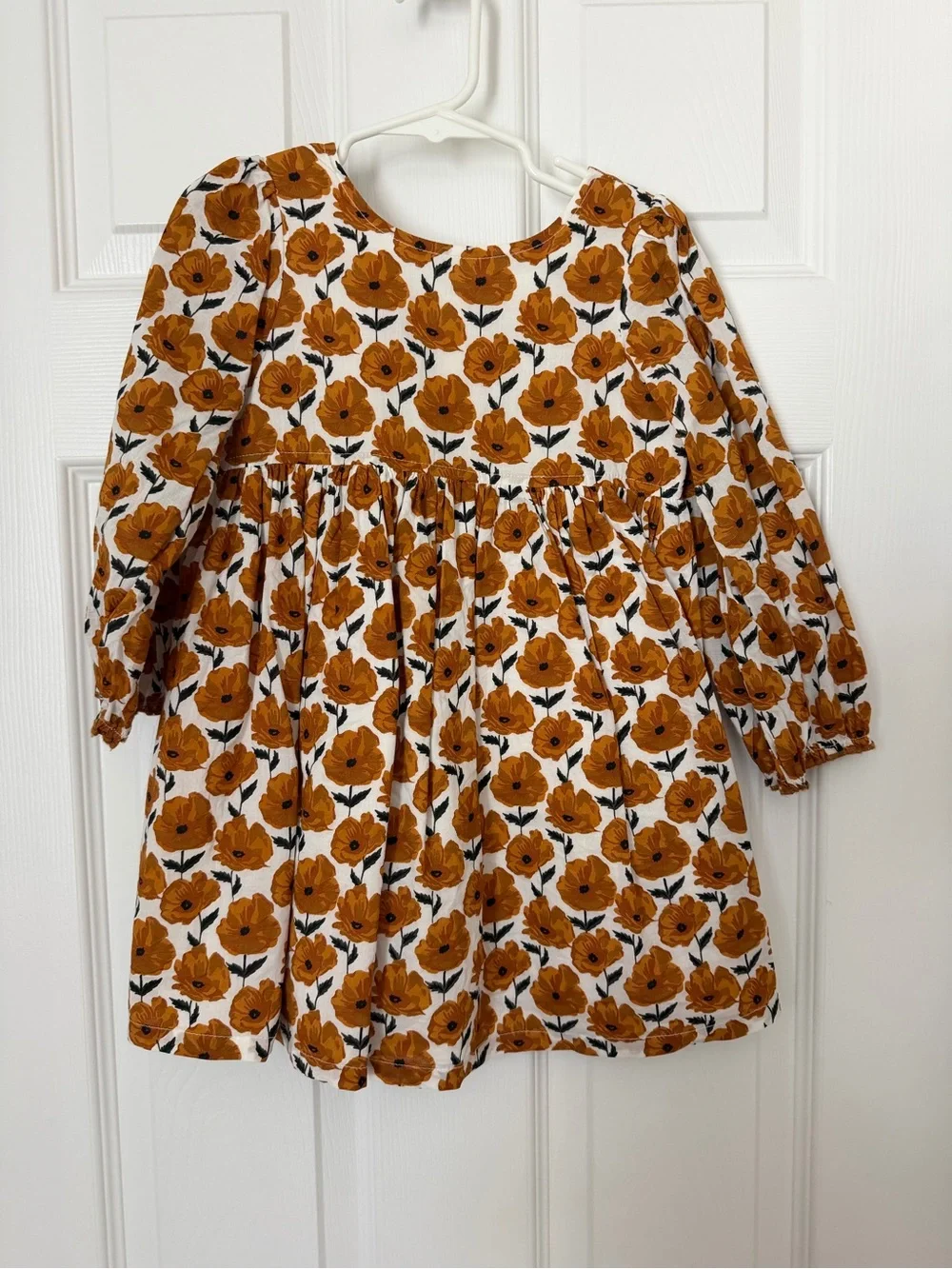 Happy by Pink Chicken Mustard Floral Long-Sleeve Girls Dress